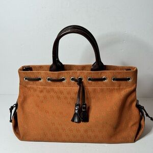 Dooney & Bourke Tassel Signature Monogram Tote Satchel Bag Orange